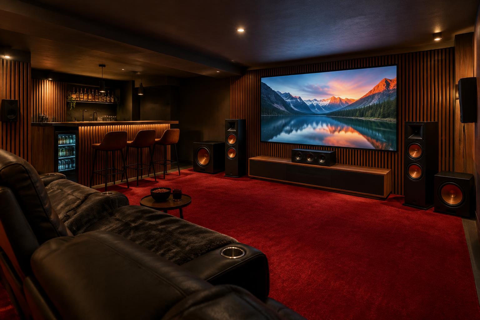 Kelderbioscoop met bar & Klipsch Reference